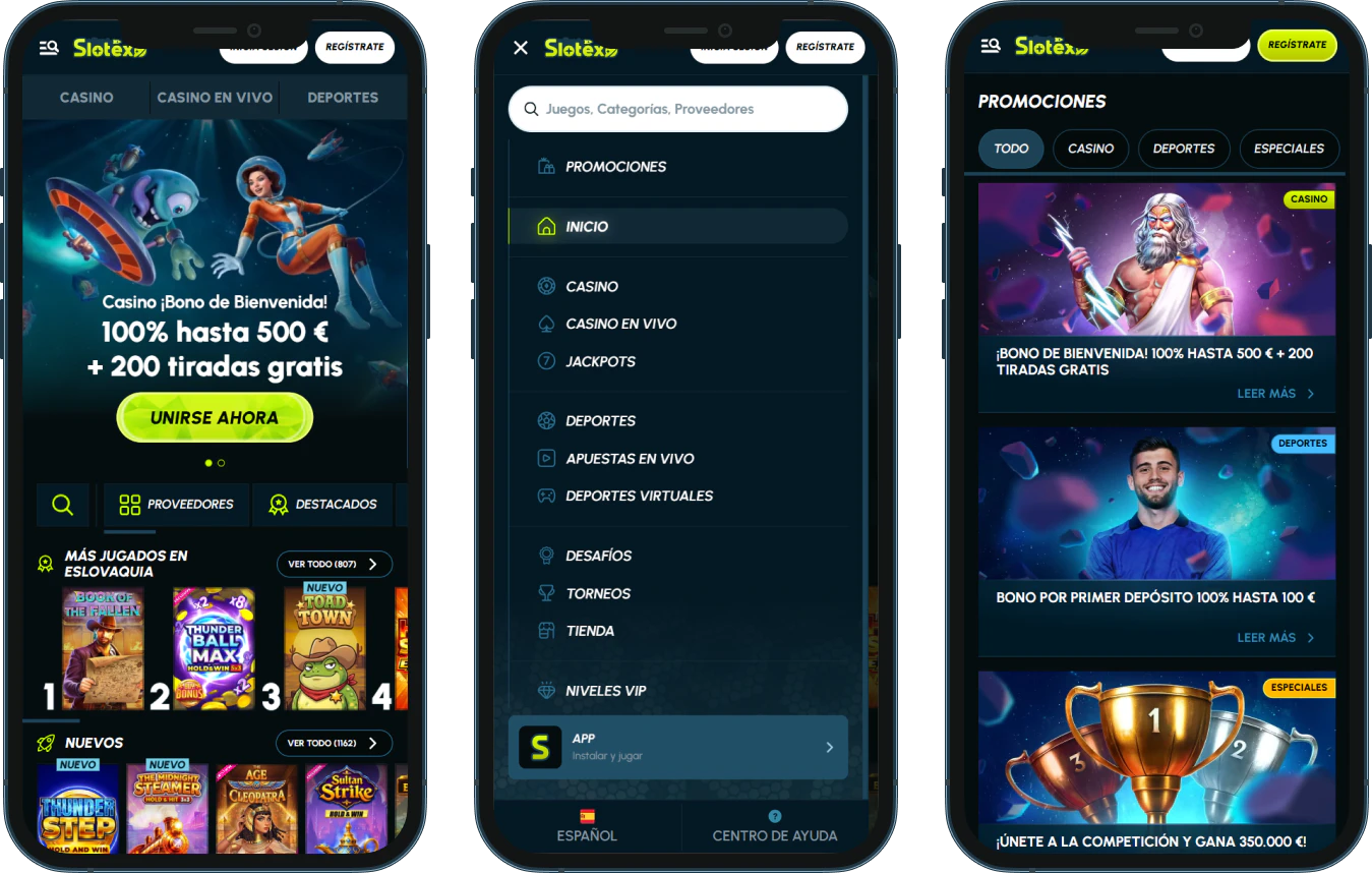 Slotexo en el móvil